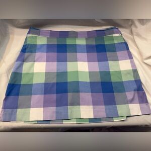 Izod Golf Plaid A-Line Skirt in Blue Green and Purple with Shorts Insert